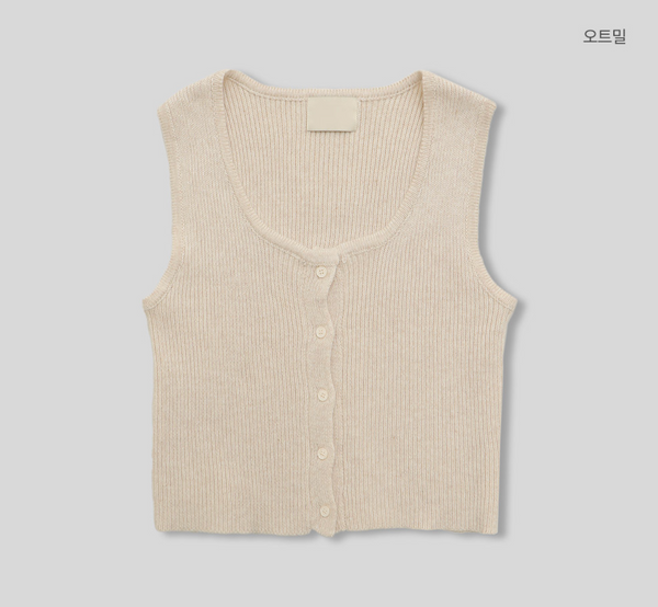 [98°C] Cotton Button Knit Vest