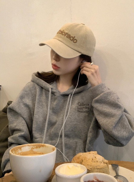 [98°C] Positive Embroidered Napping Hoodie Tee