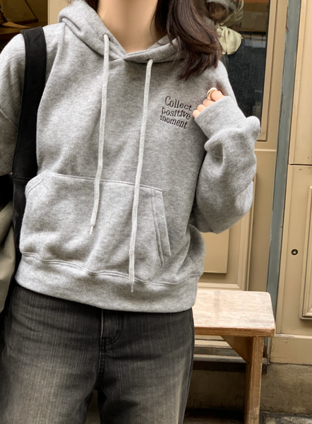 [98°C] Positive Embroidered Napping Hoodie Tee