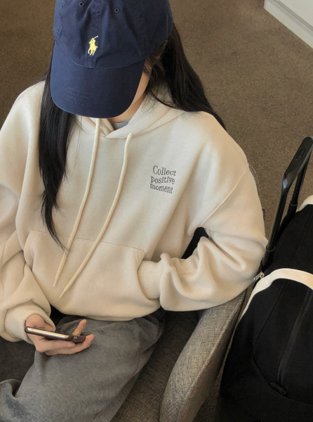 [98°C] Positive Embroidered Napping Hoodie Tee