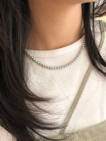 [DUNGEUREON] [925 silver] Gray Pearl Necklace