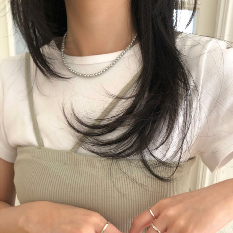 [DUNGEUREON] [925 silver] Gray Pearl Necklace