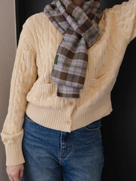 [SLOWSTITCH] Vintage Check Muffler (Brown & Blue Mix)