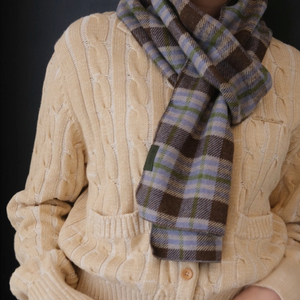 [SLOWSTITCH] Vintage Check Muffler (Brown & Blue Mix)