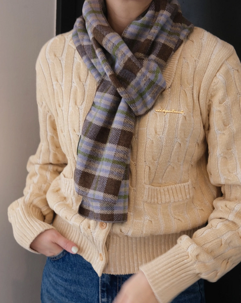 [SLOWSTITCH] Vintage Check Muffler (Brown & Blue Mix)