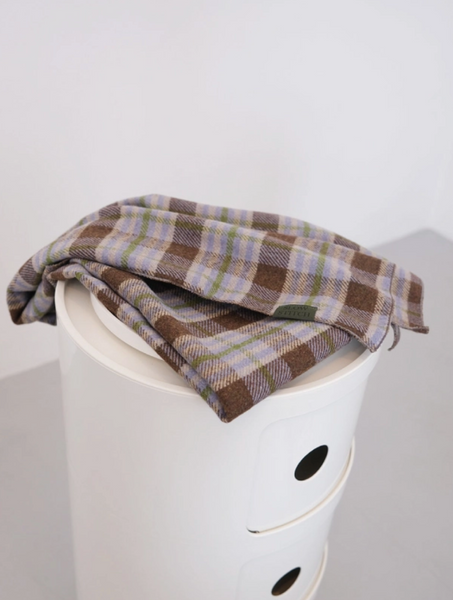 [SLOWSTITCH] Vintage Check Muffler (Brown & Blue Mix)