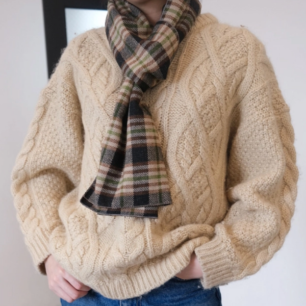 [SLOWSTITCH] Vintage Check Muffler (Brown & Black Mix)