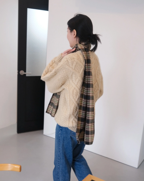 [SLOWSTITCH] Vintage Check Muffler (Brown & Black Mix)