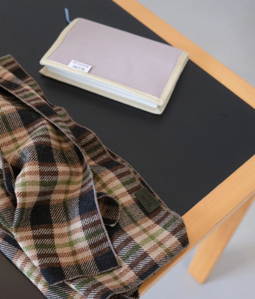 [SLOWSTITCH] Vintage Check Muffler (Brown & Black Mix)