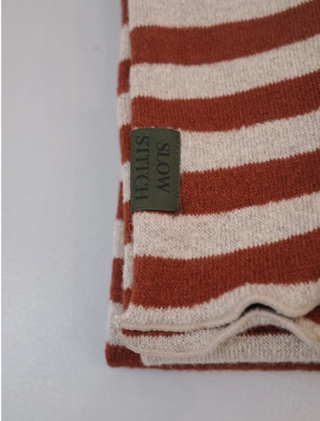 [SLOWSTITCH] Stripe Winter Knit Muffler (Brown Stripe)