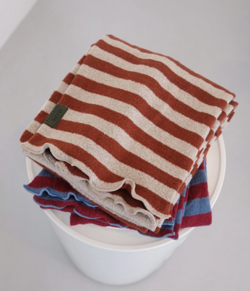 [SLOWSTITCH] Stripe Winter Knit Muffler (Brown Stripe)