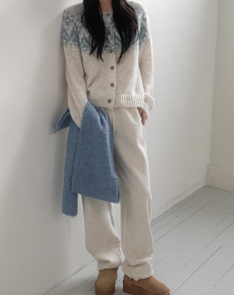 [SLOWAND] Winter Nordic Pastel Wool Cardigan