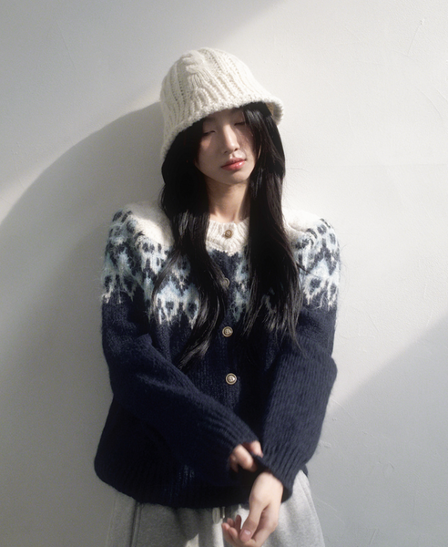 [SLOWAND] Winter Nordic Pastel Wool Cardigan