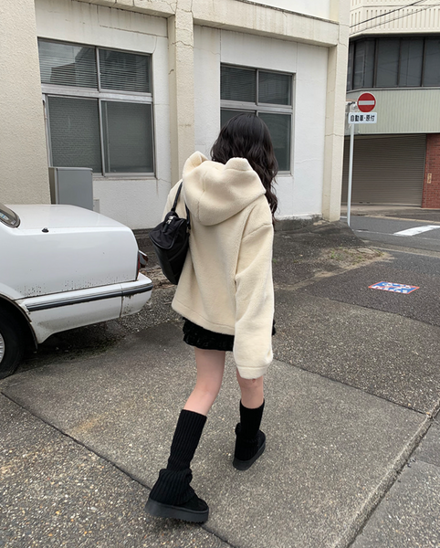 [anyonemore] Beagle Hoodie Fur Jacket