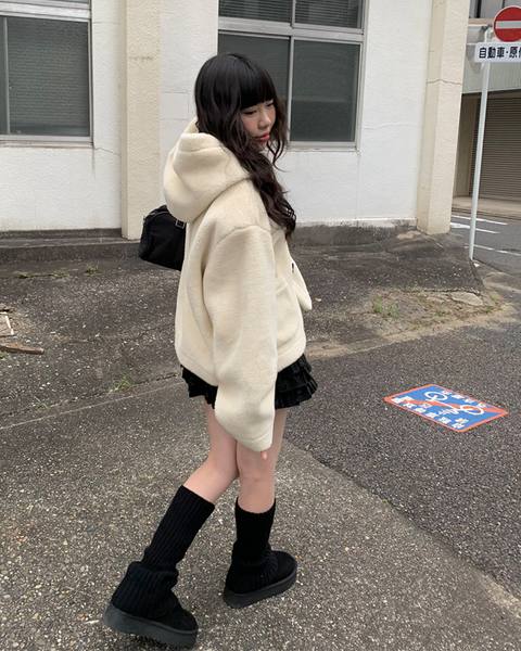 [anyonemore] Beagle Hoodie Fur Jacket