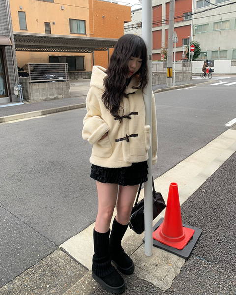 [anyonemore] Beagle Hoodie Fur Jacket