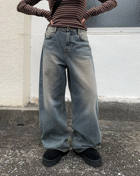 [anyonemore] Kez Vintage Washing Wide Denim Pants