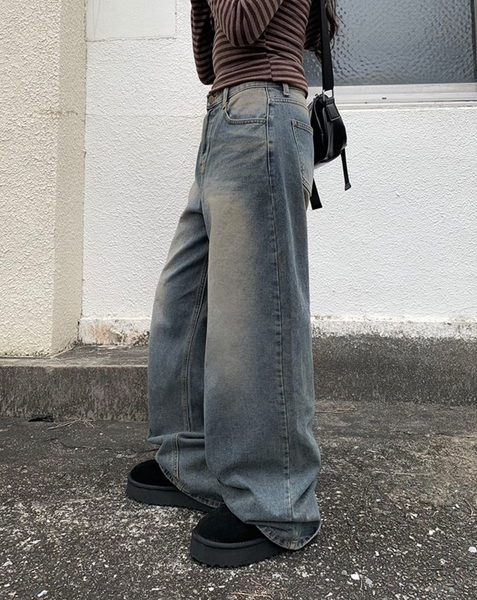 [anyonemore] Kez Vintage Washing Wide Denim Pants