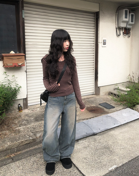 [anyonemore] Kez Vintage Washing Wide Denim Pants