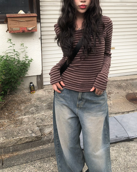[anyonemore] Kez Vintage Washing Wide Denim Pants