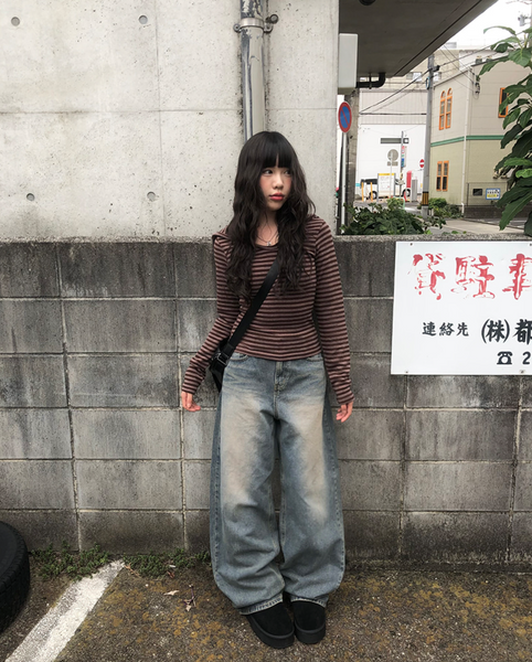 [anyonemore] Kez Vintage Washing Wide Denim Pants