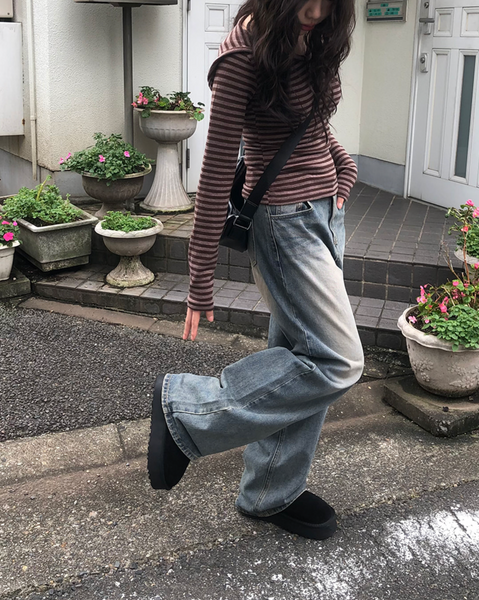 [anyonemore] Kez Vintage Washing Wide Denim Pants