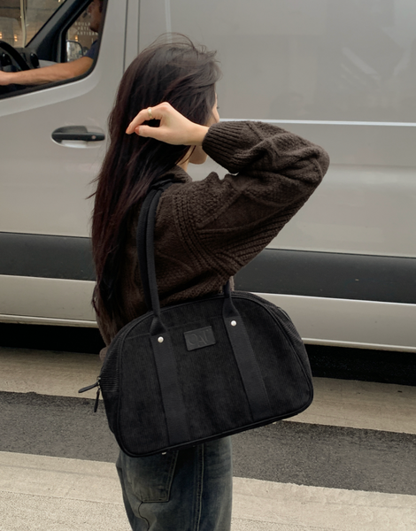 [98°C][OAT] All Black Corduroy Bag - Black