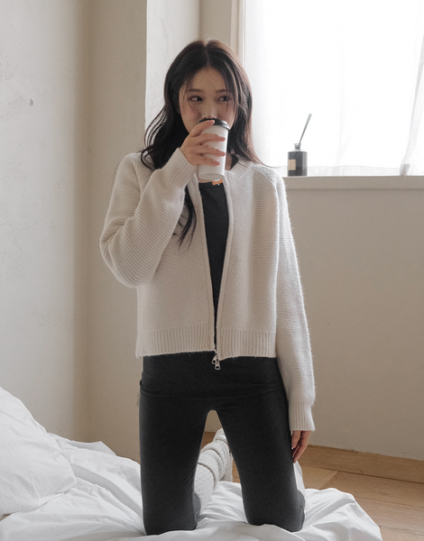 [SLOWAND] Solid Fit Knitwear Zip-up