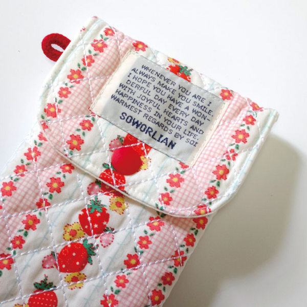 [SOWORLIAN] Quilted Strawberry Pencil Case