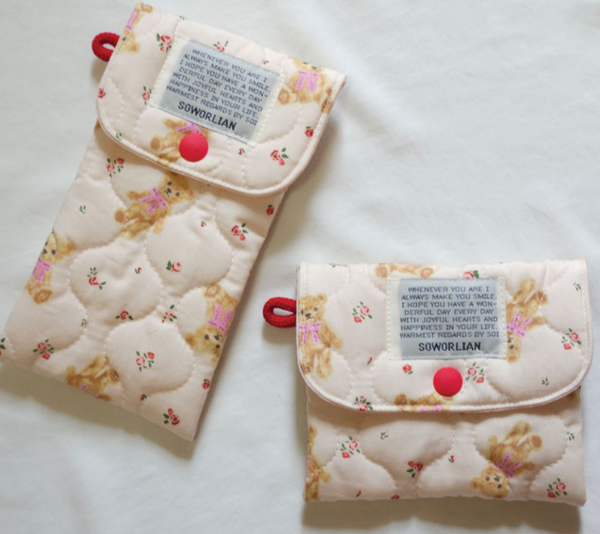 [SOWORLIAN] Ribbon Bear Pencil Case / Mini Snap Pouch