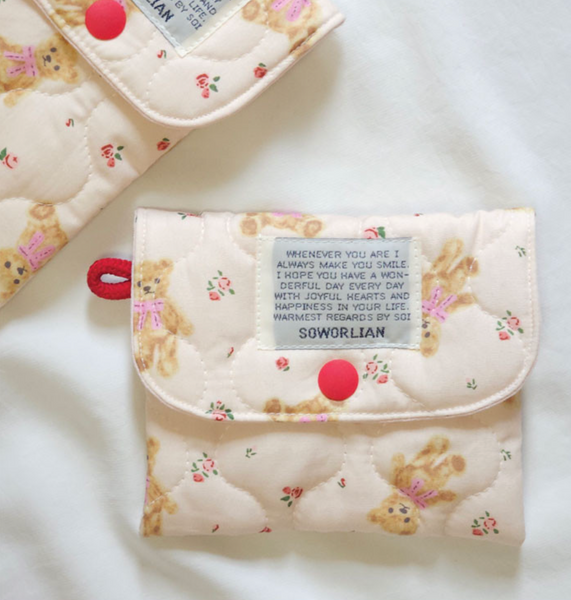 [SOWORLIAN] Ribbon Bear Pencil Case / Mini Snap Pouch