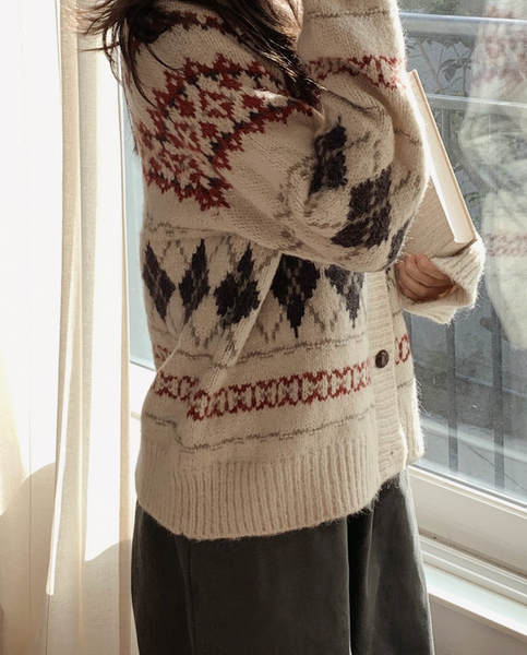 [SLOWAND] Nordic Antique Irish Wool Cardigan