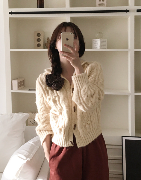 [SLOWAND] Peanut Tantan Vintage Toggle Cardigan