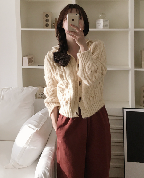 [SLOWAND] Peanut Tantan Vintage Toggle Cardigan