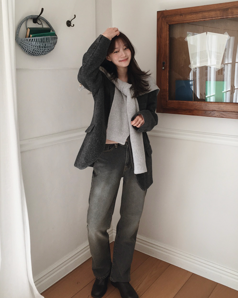 [SLOWAND] # SLOWMADE Mine Thick Wool Mix Jacket Coat