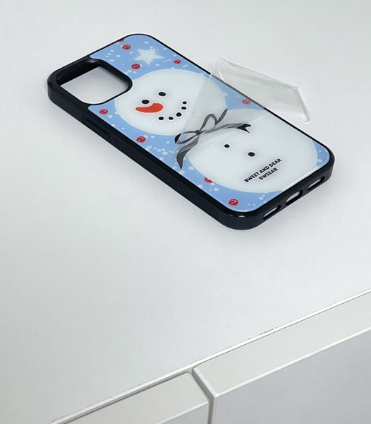 [SWEEAR] Black Bow Snowman Glass Case (MagSafe)