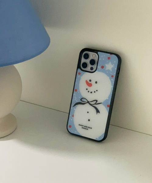 [SWEEAR] Black Bow Snowman Glass Case (MagSafe)