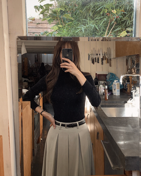 [SLOWAND] Eboni Belt Set Long Skirt