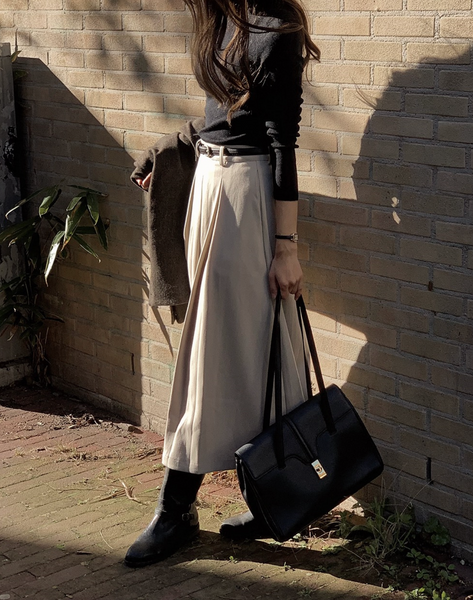 [SLOWAND] Eboni Belt Set Long Skirt