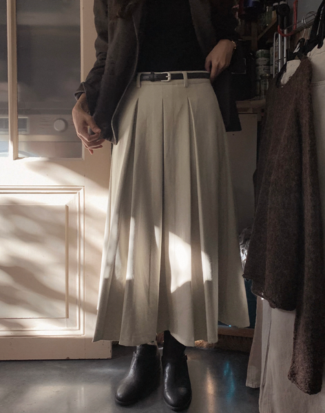 [SLOWAND] Eboni Belt Set Long Skirt