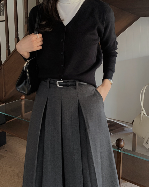 [SLOWAND] Eboni Belt Set Long Skirt