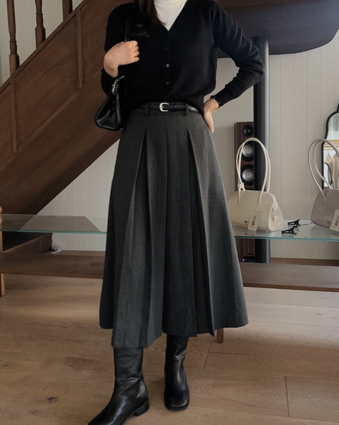 [SLOWAND] Eboni Belt Set Long Skirt