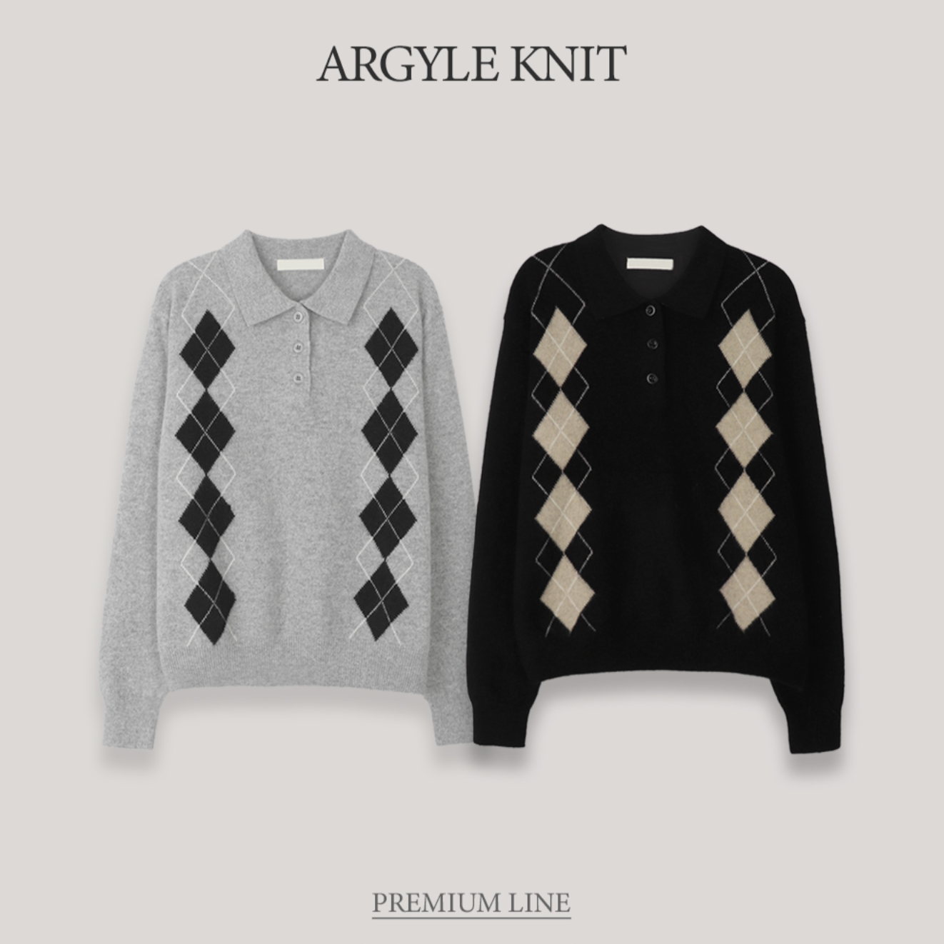 [SLOWAND] Racoon 80% Premium Argyle Knitwear