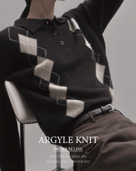 [SLOWAND] Racoon 80% Premium Argyle Knitwear