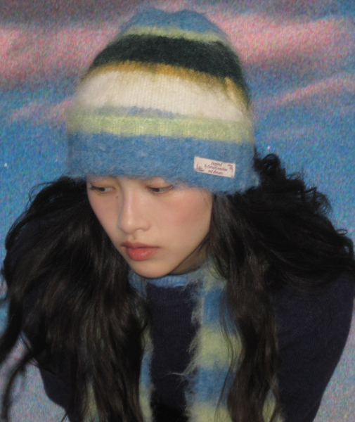 [Rockfish Weatherwear] STRIPE SHAGGY BEANIE