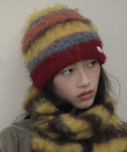 [Rockfish Weatherwear] STRIPE SHAGGY BEANIE