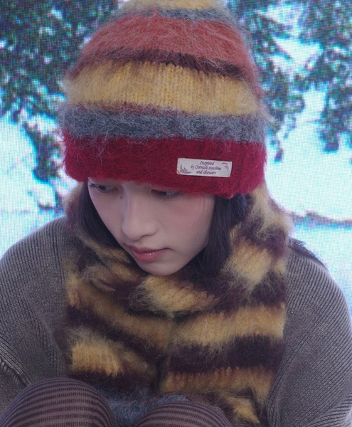 [Rockfish Weatherwear] STRIPE SHAGGY BEANIE