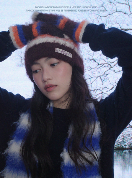 [Rockfish Weatherwear] STRIPE SHAGGY BEANIE