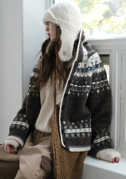 [BINARY01] Nordic Hoodie Knit Cardigan