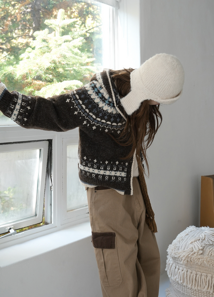 [BINARY01] Nordic Hoodie Knit Cardigan